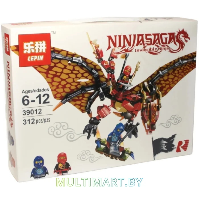 Конструктор Lepin 39012 Дракон Кая. Пламя неба, огонь птерозавров (312 детали)